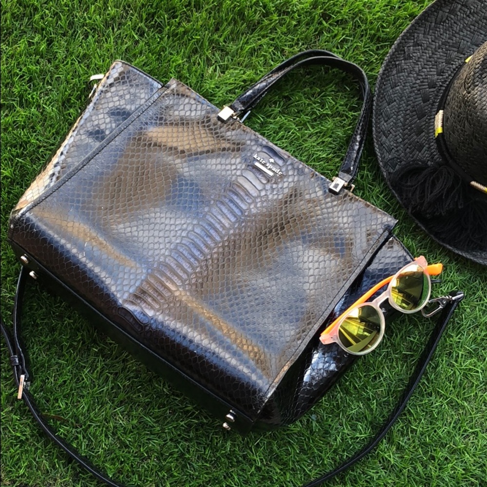 Kate Spade Navy Croc Embossed Tote